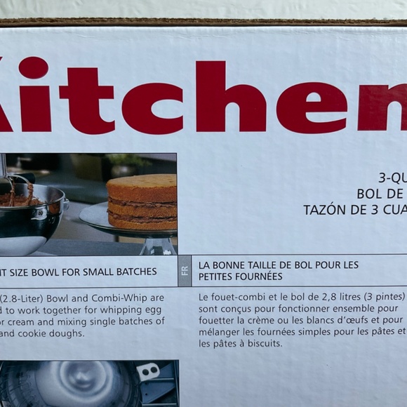 KitchenAid 3-Quart Bowl & Combi-Whip Stand Mixer Attachment - Picture 6 of 9